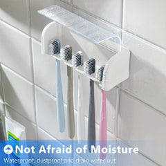 5 Slot Wall Mounted Toothbrush Holder with Lid - Stylish Storage for Bathroom