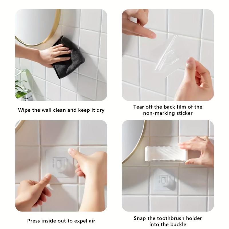 5 Slot Wall Mounted Toothbrush Holder with Lid - Stylish Storage for Bathroom