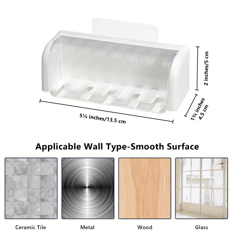 5 Slot Wall Mounted Toothbrush Holder with Lid - Stylish Storage for Bathroom