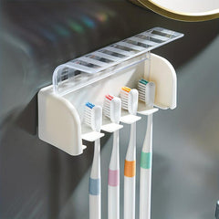 5 Slot Wall Mounted Toothbrush Holder with Lid - Stylish Storage for Bathroom