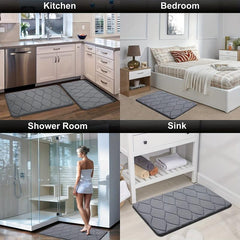 Soft Memory Foam Bathroom Rug, Dark Grey, Machine Washable