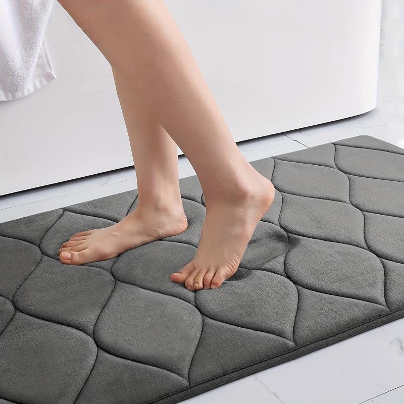 Soft Memory Foam Bathroom Rug, Dark Grey, Machine Washable