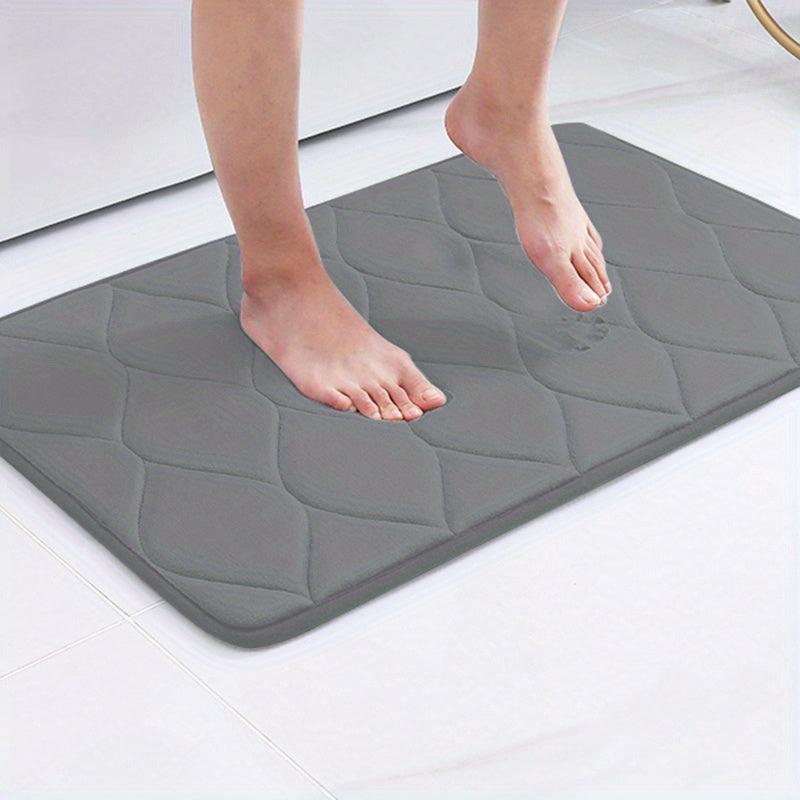 Soft Memory Foam Bathroom Rug, Dark Grey, Machine Washable