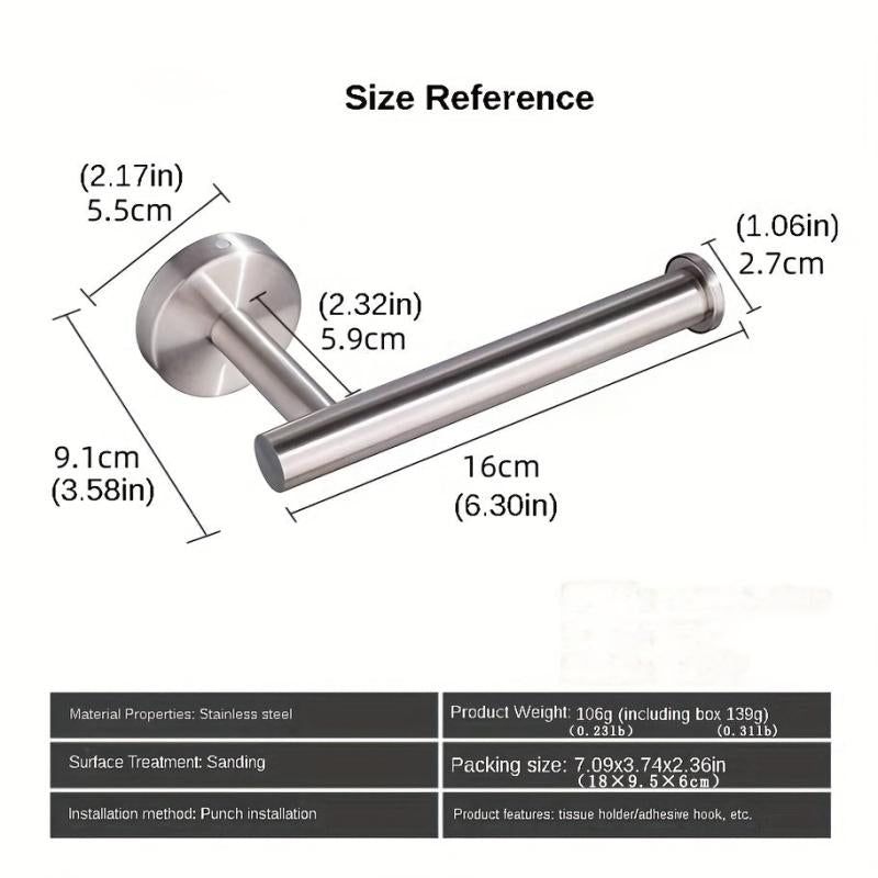 Stainless Steel Toilet Paper Holder Wall Mounted Tissue Roll Shelf