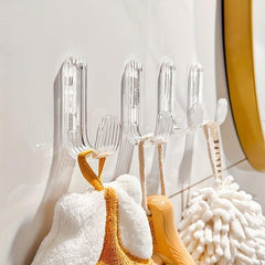 3pcs Transparent Adhesive Wall Hooks Minimalist Clear Design