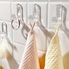 3pcs Transparent Adhesive Wall Hooks Minimalist Clear Design