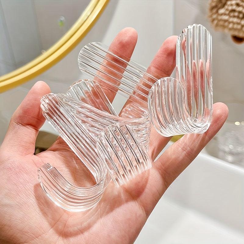 3pcs Transparent Adhesive Wall Hooks Minimalist Clear Design