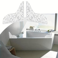2pcs Shower Splash Guard Self Adhesive Stone Pattern Shower Corner Water Guard