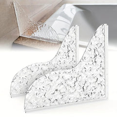 2pcs Shower Splash Guard Self Adhesive Stone Pattern Shower Corner Water Guard