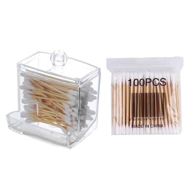 Acrylic Cotton Swab Storage Box Double Ended Cotton Swab Holder