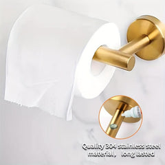 5pcs Bathroom Hardware Set with Towel Bar, Paper Holder, Robe Hooks