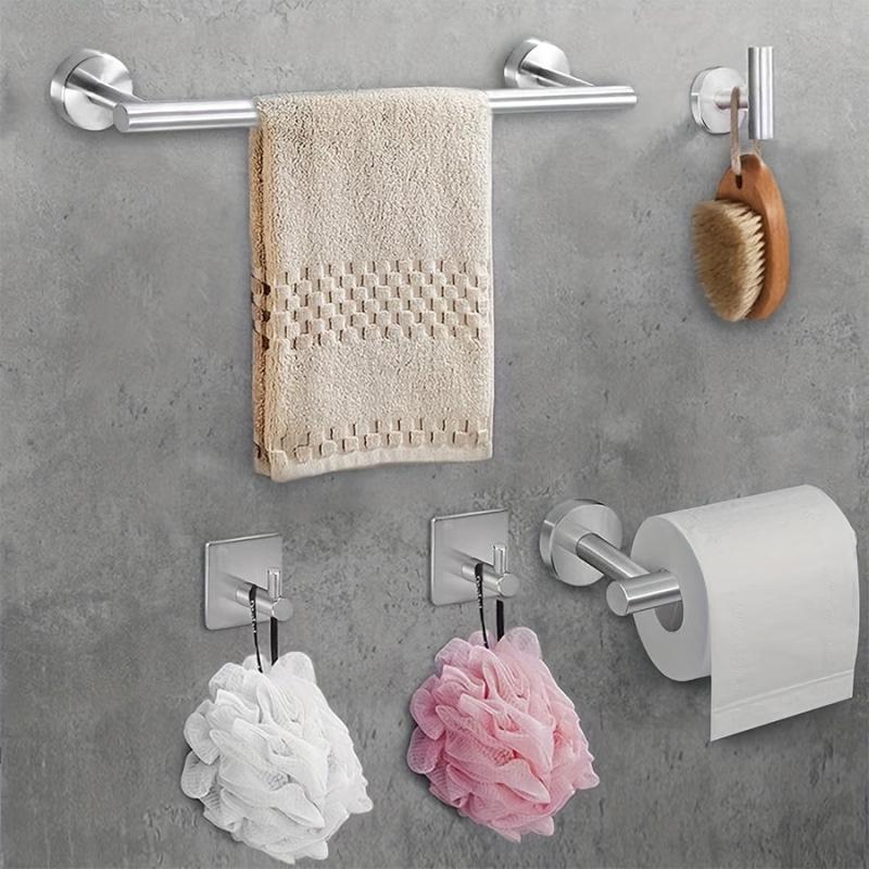 5pcs Bathroom Hardware Set with Towel Bar, Paper Holder, Robe Hooks