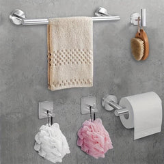 5pcs Bathroom Hardware Set with Towel Bar, Paper Holder, Robe Hooks