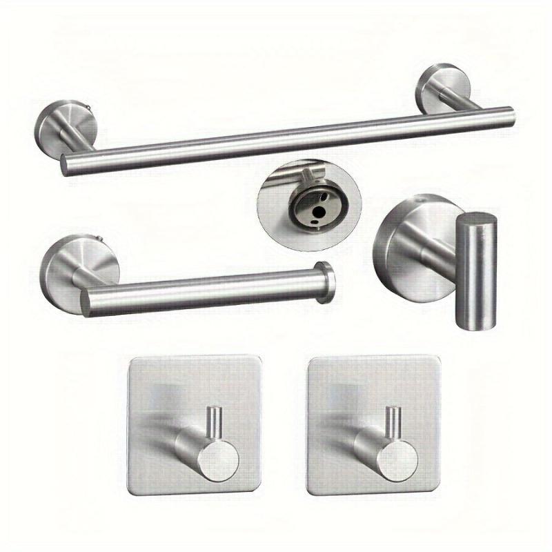 5pcs Bathroom Hardware Set with Towel Bar, Paper Holder, Robe Hooks