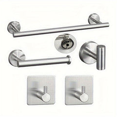 5pcs Bathroom Hardware Set with Towel Bar, Paper Holder, Robe Hooks