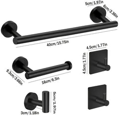 5pcs Bathroom Hardware Set with Towel Bar, Paper Holder, Robe Hooks