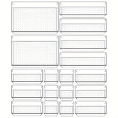 18pcs Desk Drawer Organizers Transparent Plastic Customize Layout Storage Bins
