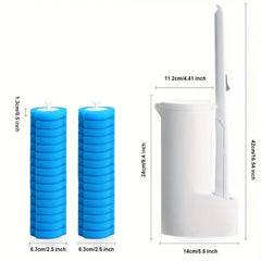 Disposable Toilet Brush With 16 Refills & Cleaning Liquid