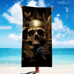 Modern Skull Graphic Beach Towel Large Soft Microfiber Towel for Swimming