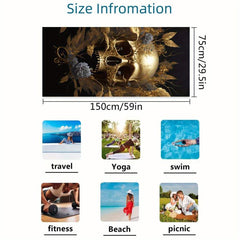 Modern Skull Graphic Beach Towel Large Soft Microfiber Towel for Swimming