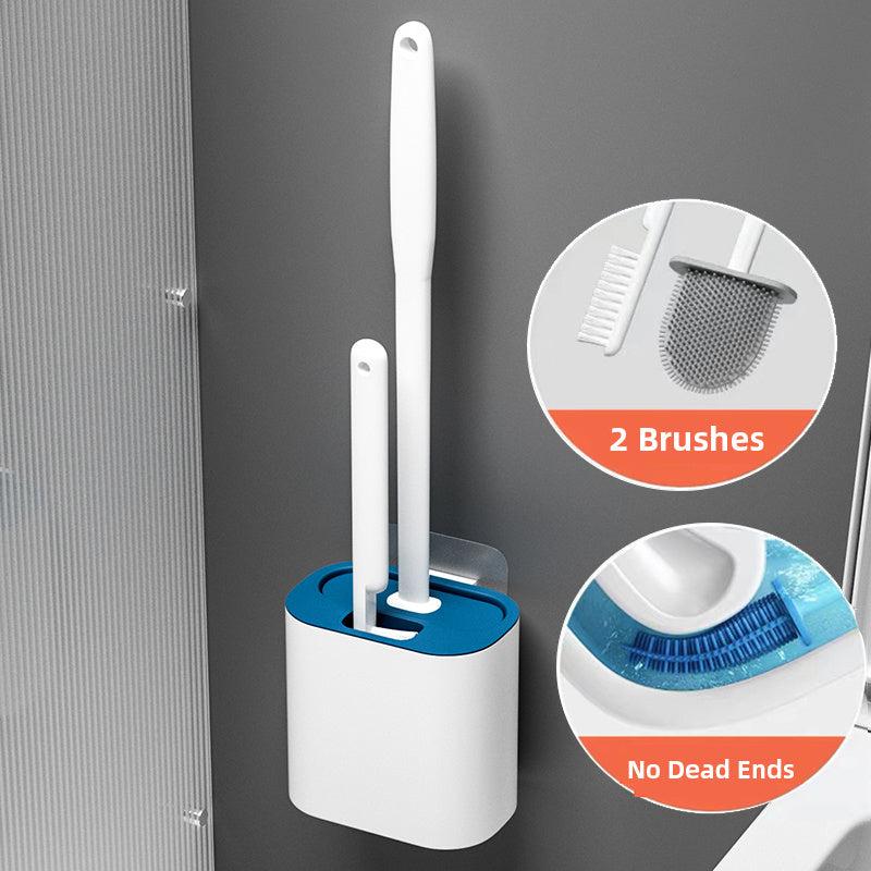 Flexible Toilet Brush and Holder Set with TPR Silicone Bristles