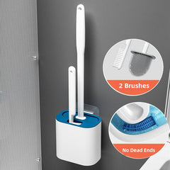 Flexible Toilet Brush and Holder Set with TPR Silicone Bristles