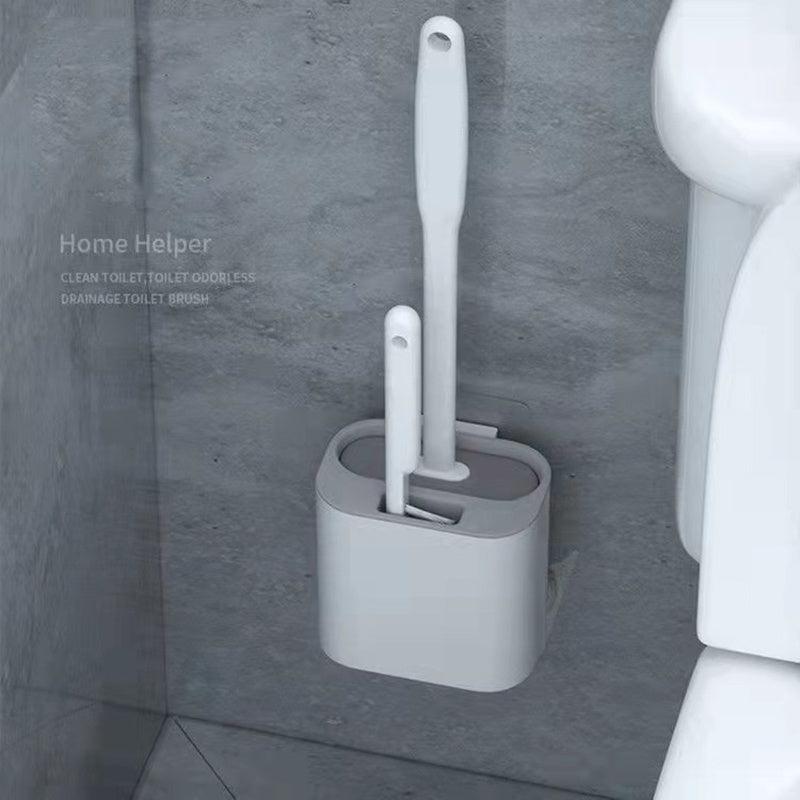 Flexible Toilet Brush and Holder Set with TPR Silicone Bristles