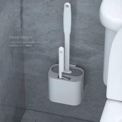 Flexible Toilet Brush and Holder Set with TPR Silicone Bristles
