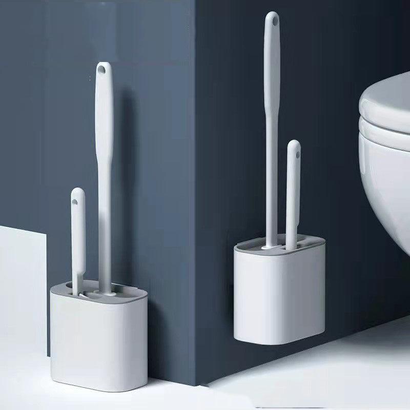 Flexible Toilet Brush and Holder Set with TPR Silicone Bristles
