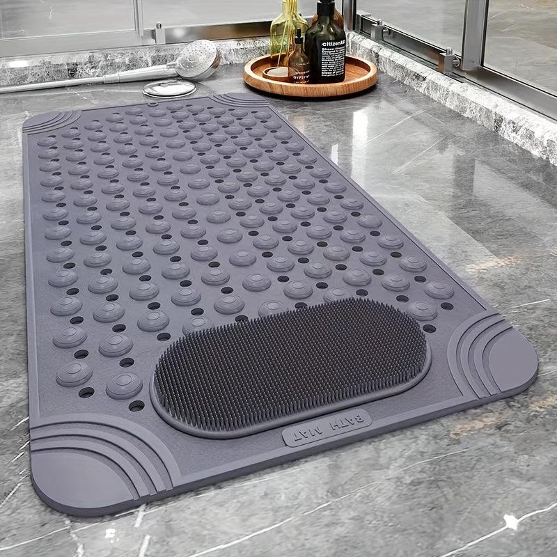 Rubber Non-Slip Shower Mat with Draining Holes & Suction Cups