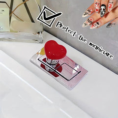2pcs Heart Shaped Toilet Presser Nail Art Friendly Button Switch
