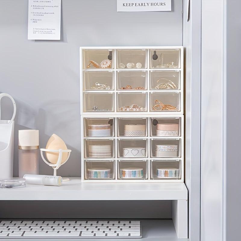 Grid Dust Proof Storage Box with Drawer for Home Organization