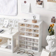 Grid Dust Proof Storage Box with Drawer for Home Organization