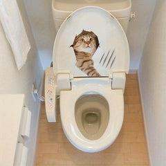 Cat Pattern Toilet Lid Decal Funny Wall Sticker