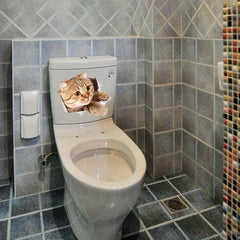 Cat Pattern Toilet Lid Decal Funny Wall Sticker