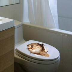 Cat Pattern Toilet Lid Decal Funny Wall Sticker