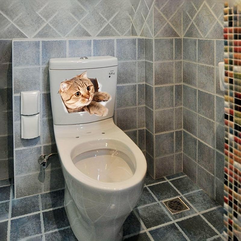 Cat Pattern Toilet Lid Decal Funny Wall Sticker