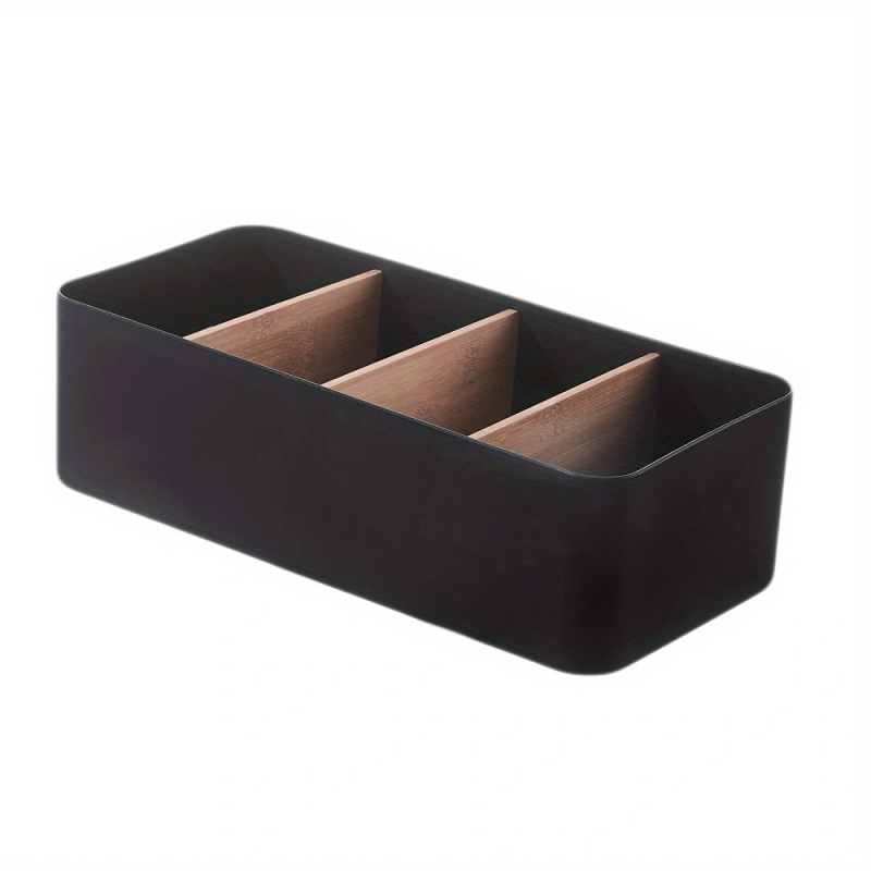 Bamboo Wood Desktop Storage Box Cosmetics Remote Control Organizer