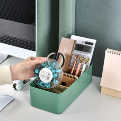 Bamboo Wood Desktop Storage Box Cosmetics Remote Control Organizer