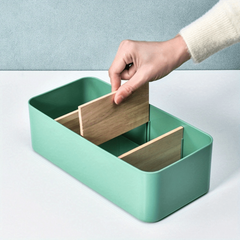 Bamboo Wood Desktop Storage Box Cosmetics Remote Control Organizer