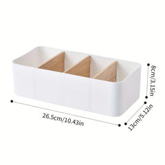 Bamboo Wood Desktop Storage Box Cosmetics Remote Control Organizer