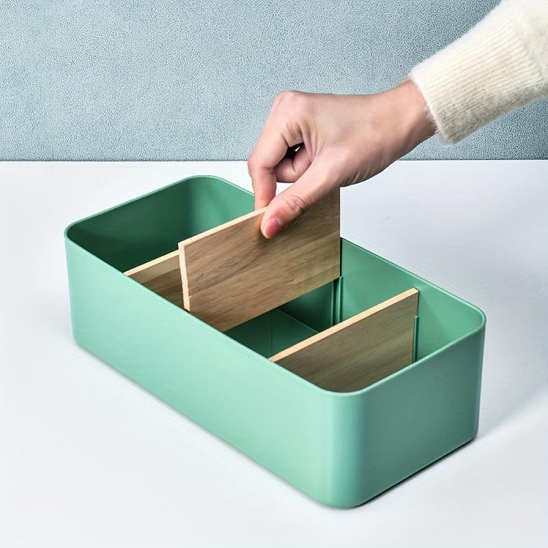 Bamboo Wood Desktop Storage Box Cosmetics Remote Control Organizer