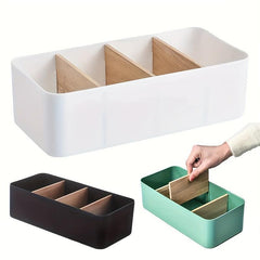 Bamboo Wood Desktop Storage Box Cosmetics Remote Control Organizer