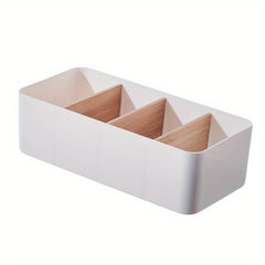 Bamboo Wood Desktop Storage Box Cosmetics Remote Control Organizer