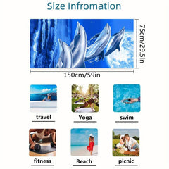 Dolphin Pattern Beach Towel Microfiber Soft Absorbent Lightweight Towel
