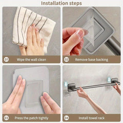 Self-Adhesive Bathroom Towel Rack - No Drilling Towel Hanger