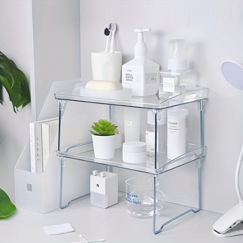 Transparent Plastic Desktop Organizer for Bathroom Storage