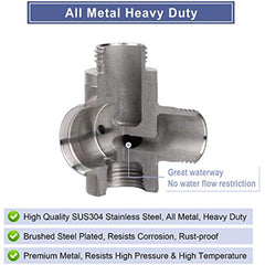 Full Metal Shower Arm Swivel Valve G1 2 3-way Shower System Component