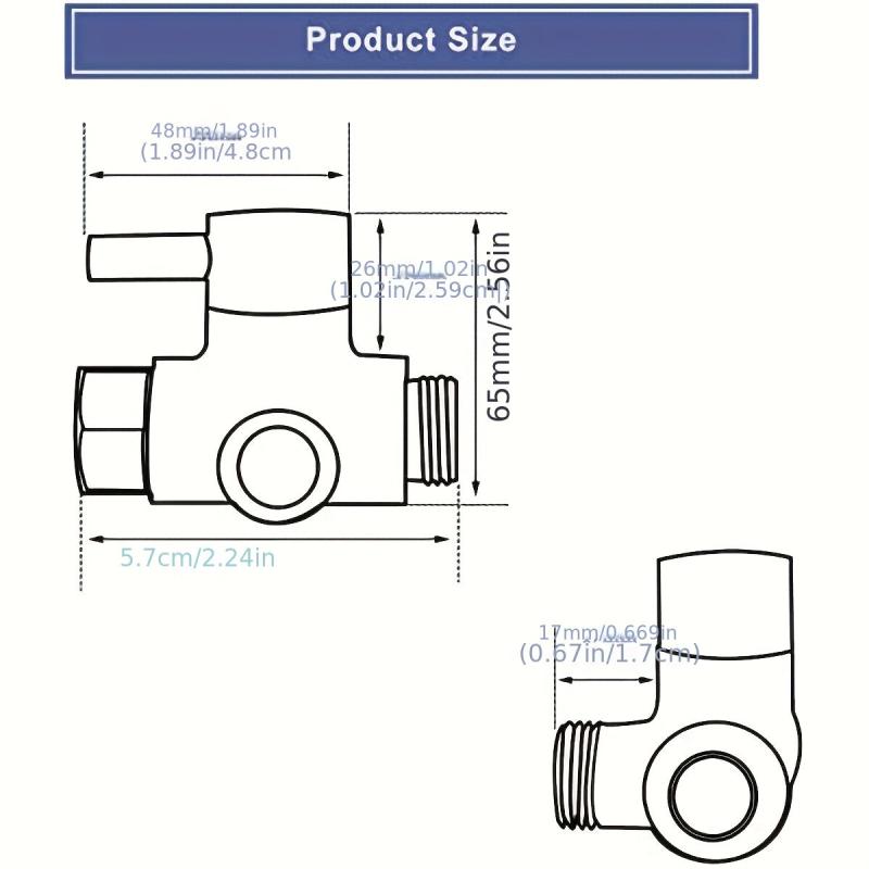 Full Metal Shower Arm Swivel Valve G1 2 3-way Shower System Component