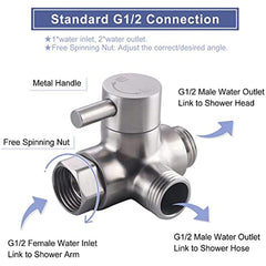Full Metal Shower Arm Swivel Valve G1 2 3-way Shower System Component